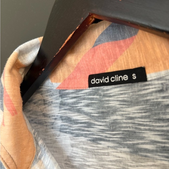 David Cline S EUC Orange Gray Cream Button Down Shirt- silver accents cotton - Picture 10 of 15